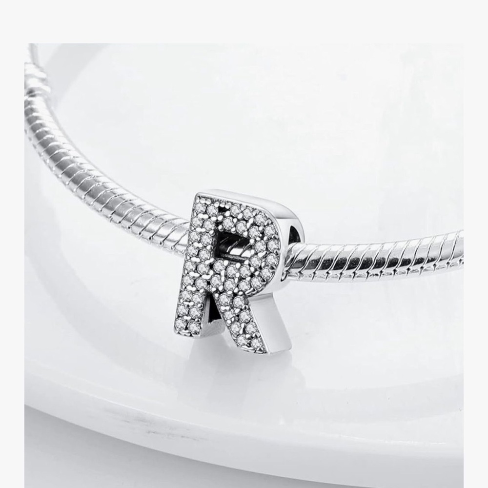 Elegant Silver Initial 'R' charm